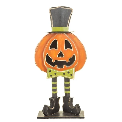 Smiling Orange and Black Wood Jack O' Lantern Standee