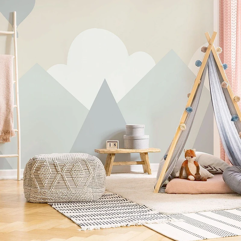 Scandinavian Mountains Illustration Wallpaper Mural