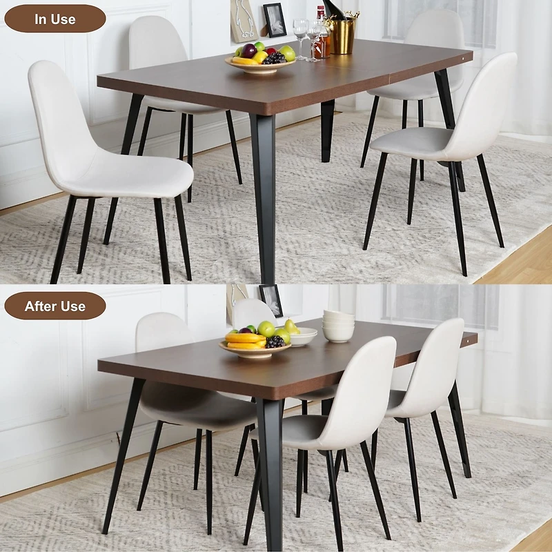 Ensemble de salle à manger moderne 5 pièces avec table marron foncé et chaises ivoire