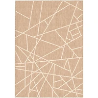 Rattan Look Abstract Taupe-Champagne Rug