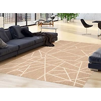 Rattan Look Abstract Taupe-Champagne Rug