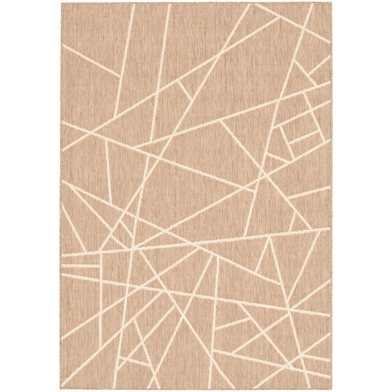 Rattan Look Abstract Taupe-Champagne Rug