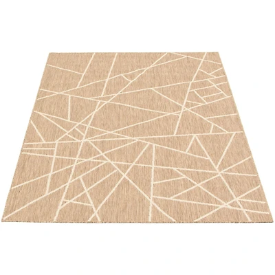Rattan Look Abstract Taupe-Champagne Rug