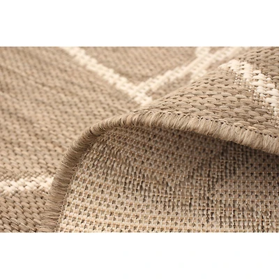 Rattan Look Abstract Taupe-Champagne Rug
