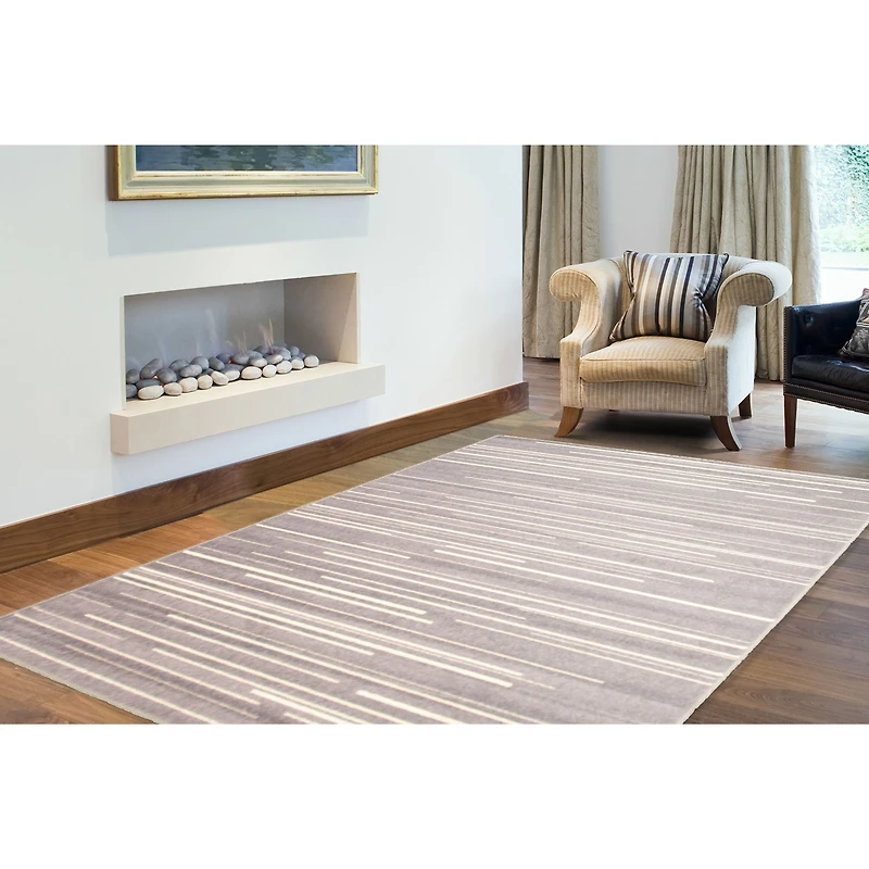 Linear Silver-Cream Rug