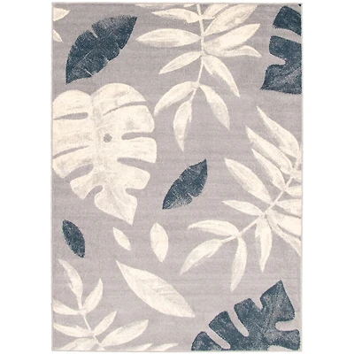 Tapis Feuilles Argent-gris