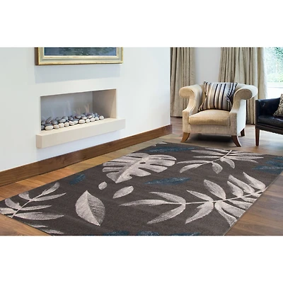 Tapis Feuilles Anthracite-gris