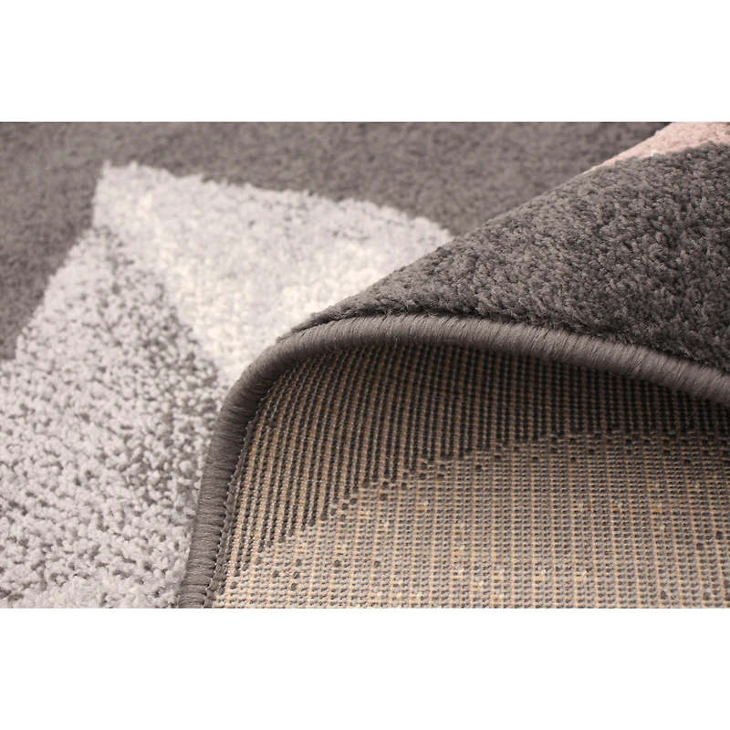 Feuilles Anthracite-Pink Rug