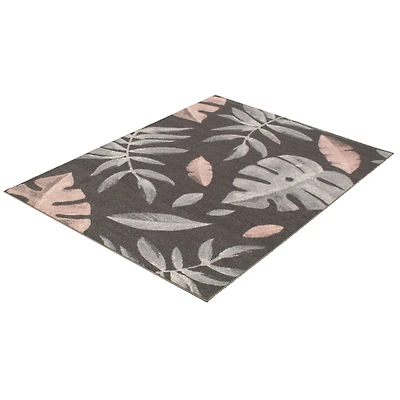 Feuilles Anthracite-Pink Rug