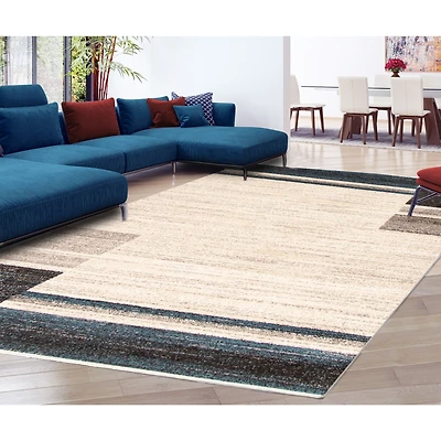 Modern Gabbeh Ivory/Blue Rug