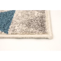 Modern Afghan Ivory/Blue Rug