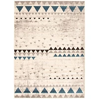 Modern Afghan Ivory/Blue Rug