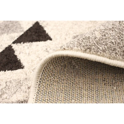 Modern Afghan Ivory/Blue Rug