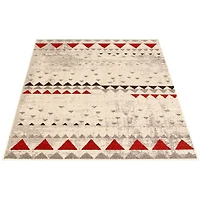 Modern Afghan Ivory/Red Rug