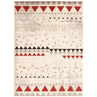 Modern Afghan Ivory/Red Rug