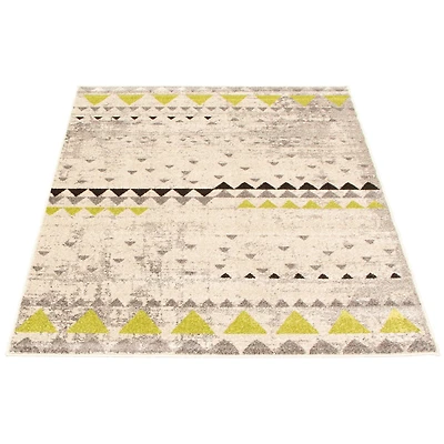 Modern Afghan Ivory/Green Rug