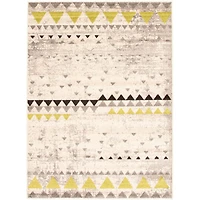 Modern Afghan Ivory/Green Rug