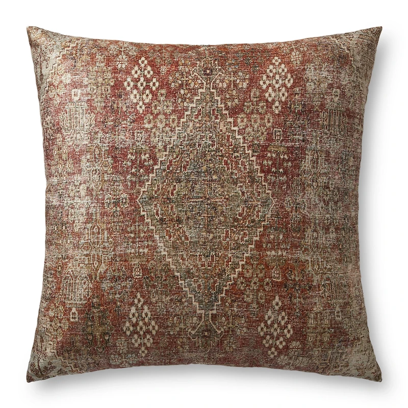 Coussin Huck par Loloi - Rouge et Multi