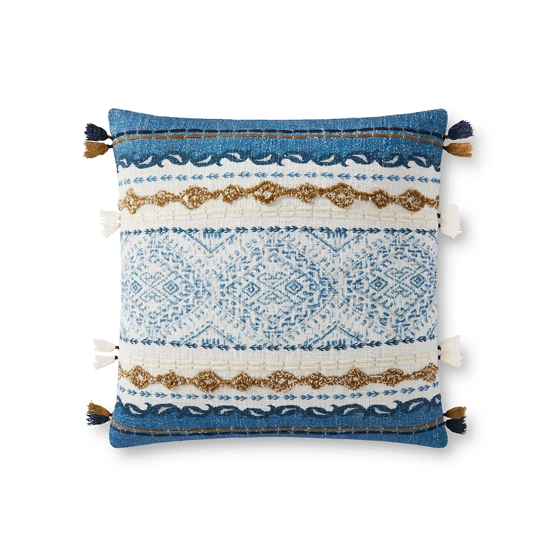 Loloi Harlan Blue and Natural Cushion