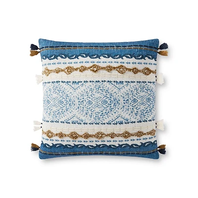 Coussin Harlan par Loloi - Bleu et Naturel