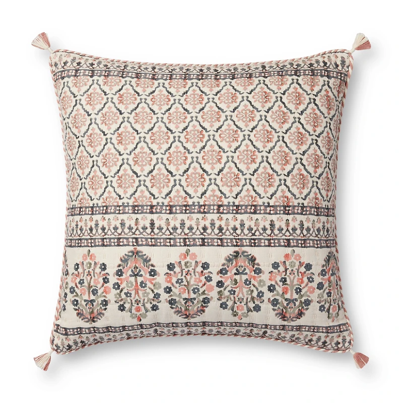 Coussin Farren par Loloi - Rose et Multi