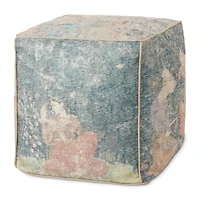Loloi Owen Blue and Multi Pouf