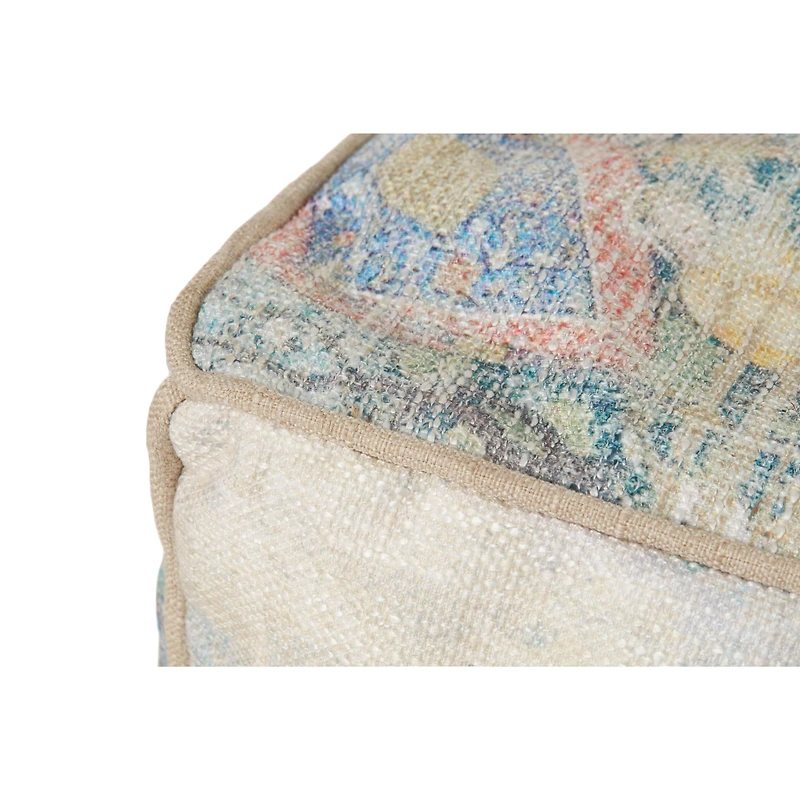 Loloi Leo Blue and Multi Pouf