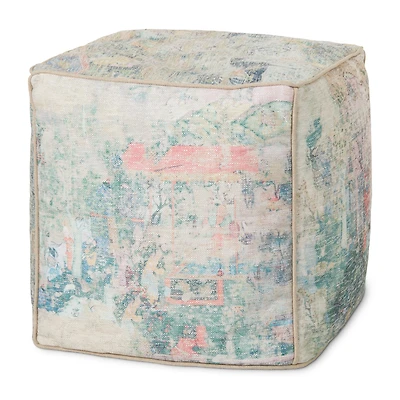 Loloi Leo Blue and Multi Pouf