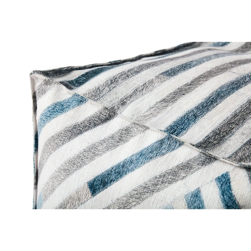 Loloi Nolan Ivory and Blue Pouf