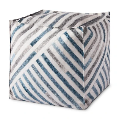 Loloi Nolan Ivory and Blue Pouf