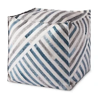 Loloi Nolan Ivory and Blue Pouf
