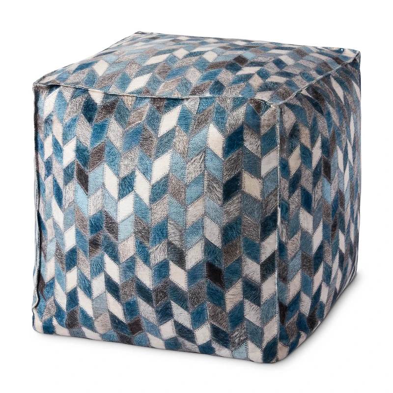 Loloi Waylon Grey and Multi Pouf