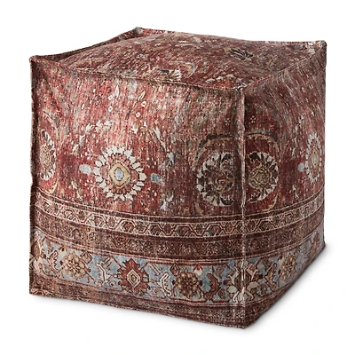 Loloi Leonardo Red and Multi Pouf