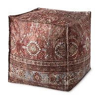 Loloi Leonardo Red and Multi Pouf