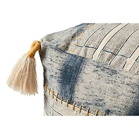 Loloi Rowan Indigo and Ivory Pouf