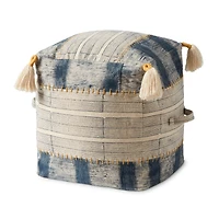 Loloi Rowan Indigo and Ivory Pouf