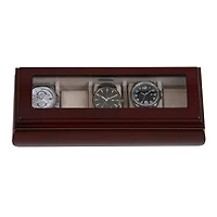 Mele and Co Emery Finish Glass Top Wooden Watch Box - Cherry