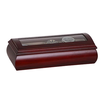Mele and Co Emery Finish Glass Top Wooden Watch Box - Cherry