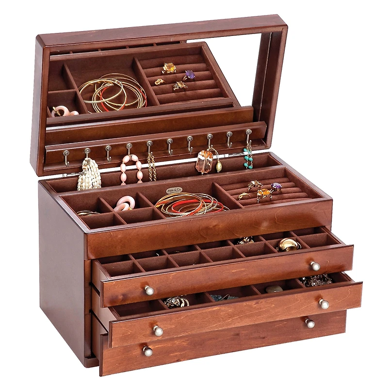 Mele and Co Brigitte Large Jewellery Chest - Antique Walnut