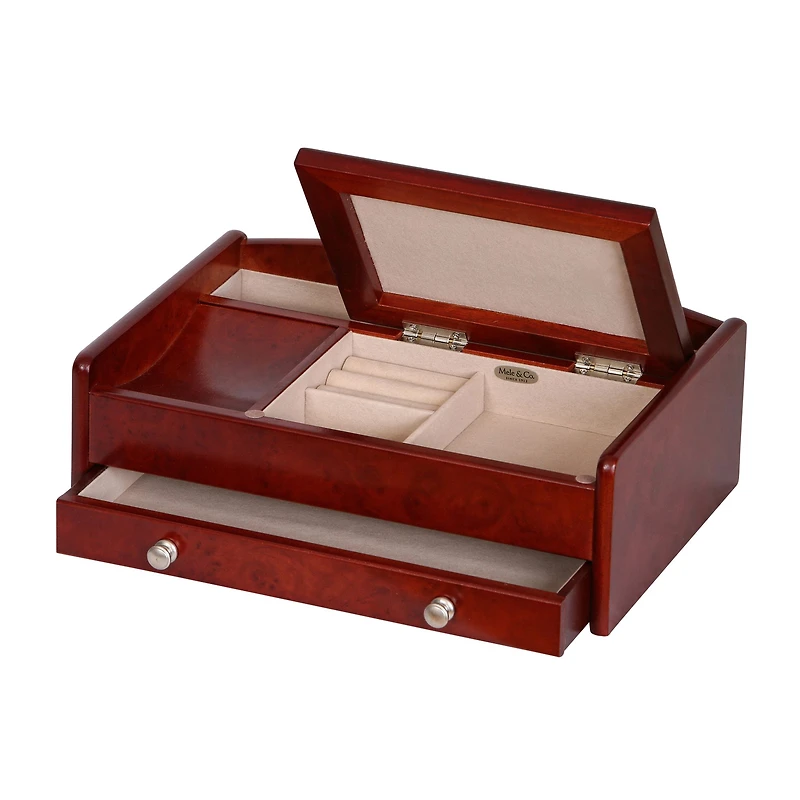Mele and Co Davin Wooden Dresser Top Valet - Burlwood Walnut