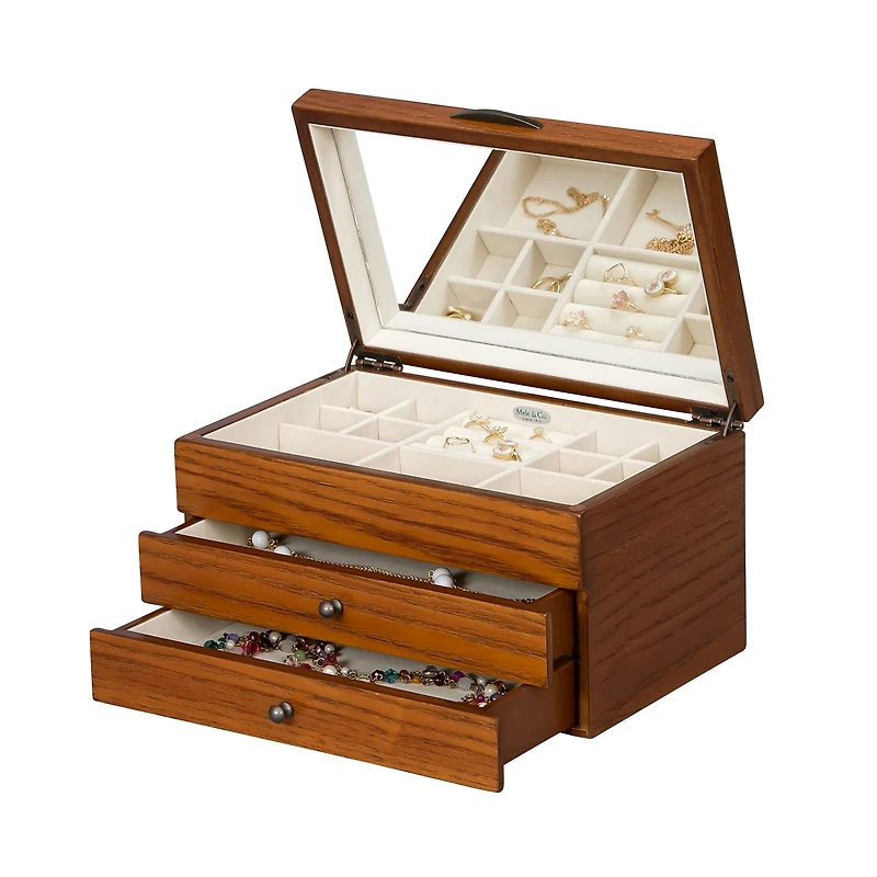 Mele and Co Selma Finish Wooden Jewellery Box - Walnut