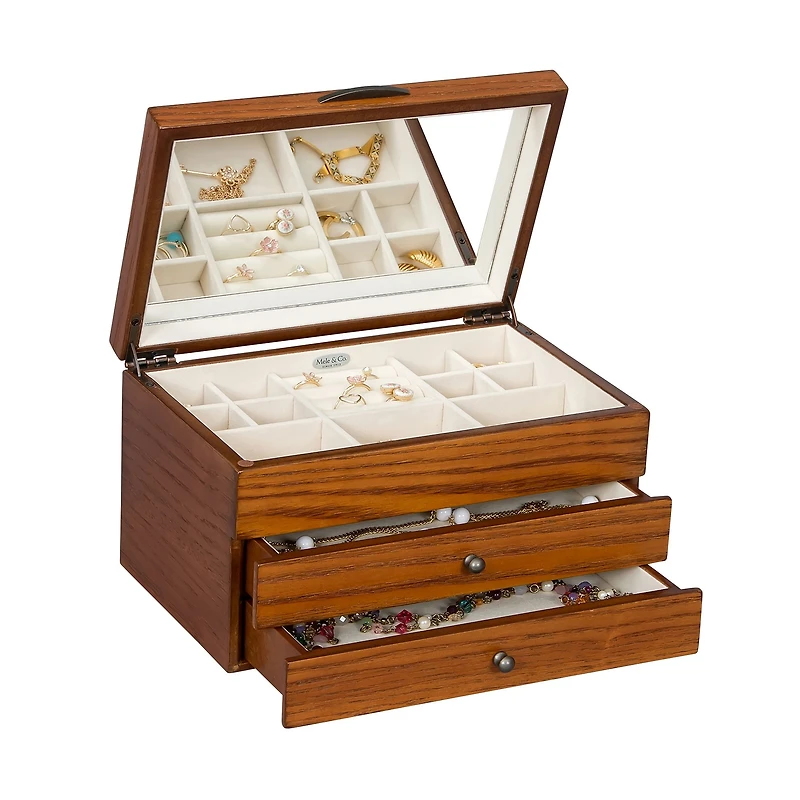 Mele and Co Selma Finish Wooden Jewellery Box - Walnut
