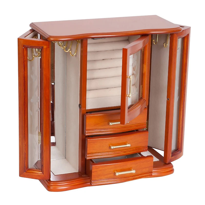 Mele and Co Richmond Finish Wooden Jewellery Box - Walnut