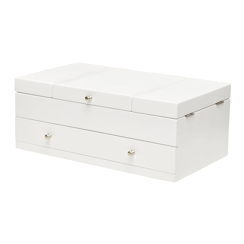 Mele and Co Everly Triple Lid Wooden Jewellery Box - White