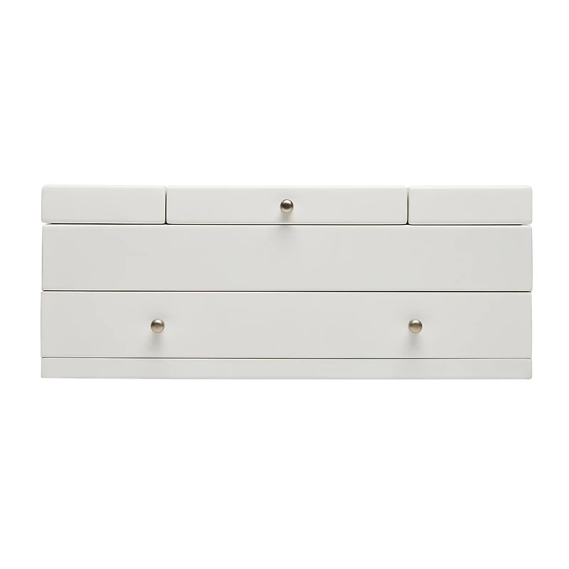 Mele and Co Everly Triple Lid Wooden Jewellery Box - White