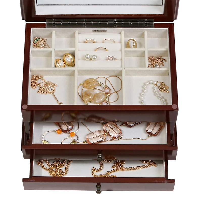 Mele and Co Brayden Finish Wooden Jewellery Box - Walnut