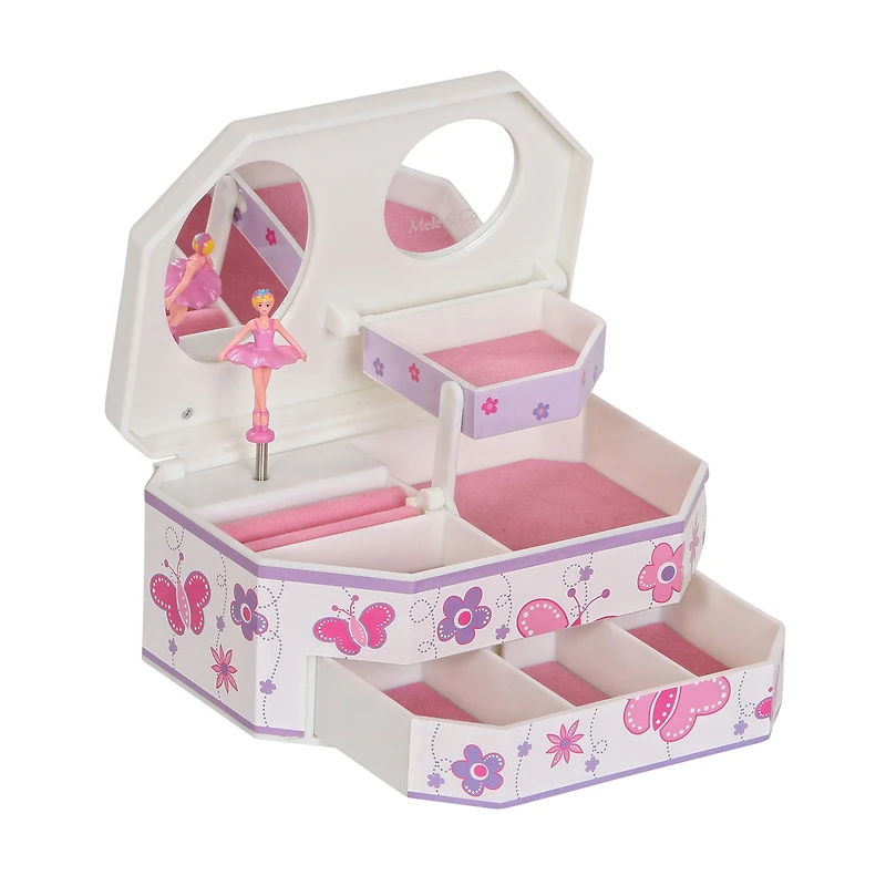 Mele and Co Kelsey Musical Ballerina Jewellery Box - White