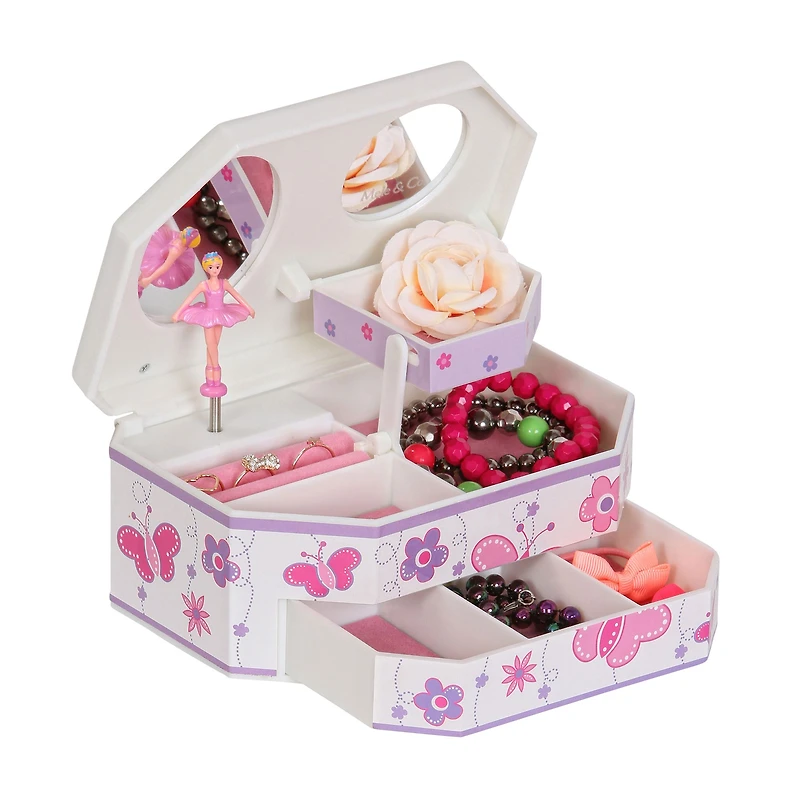 Mele and Co Kelsey Musical Ballerina Jewellery Box - White