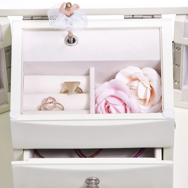 Mele and Co Angelica Musical Ballerina Jewellery Box - White