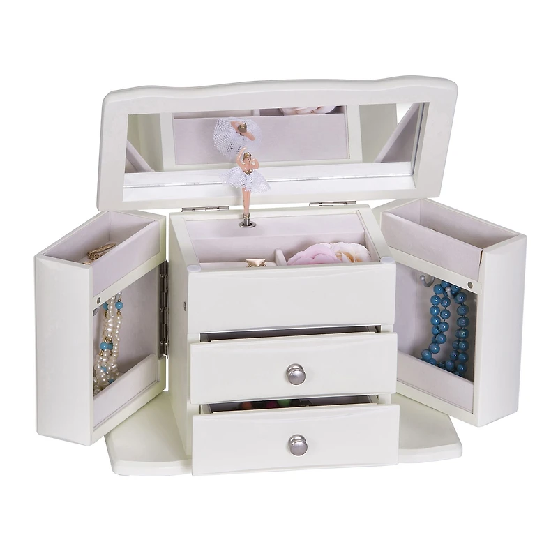 Mele and Co Angelica Musical Ballerina Jewellery Box - White
